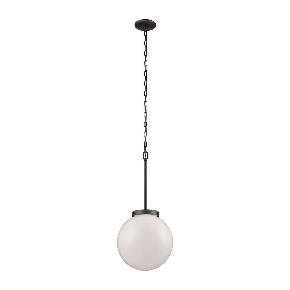 Thomas Lighting-CN120041-Beckett - One Light Mini Pendant   Oil Rubbed Bronze Finish with White Glass