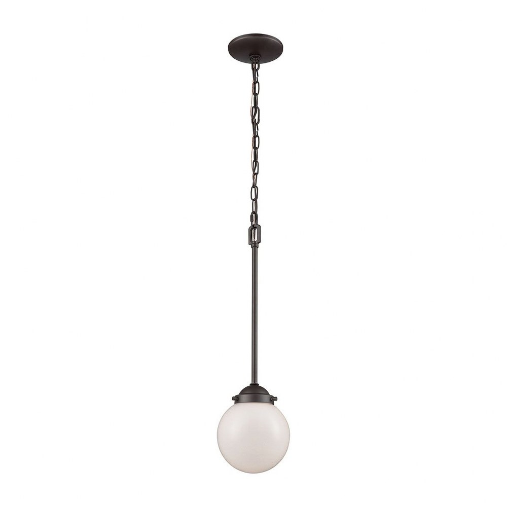 Thomas Lighting-CN120151-Beckett - One Light Mini Pendant   Oil Rubbed Bronze Finish with White Glass