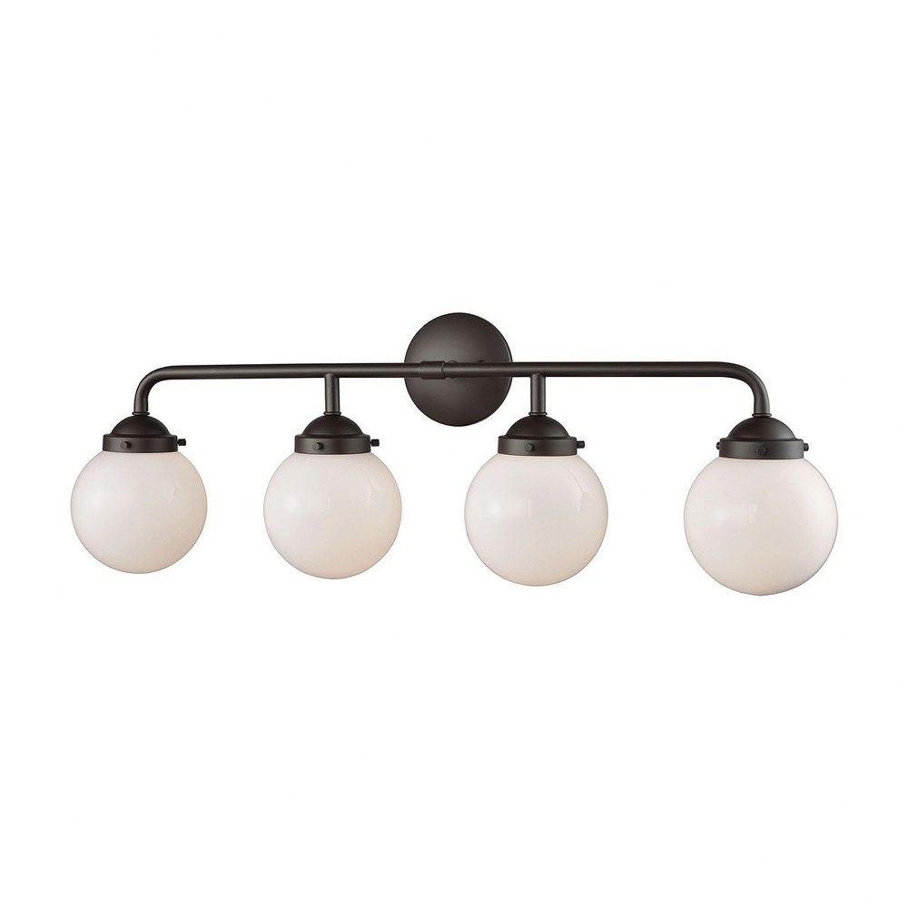 Thomas Lighting-CN120411-Beckett - Four Light Bath Vanity   Oil Rubbed Bronze Finish with White Glass