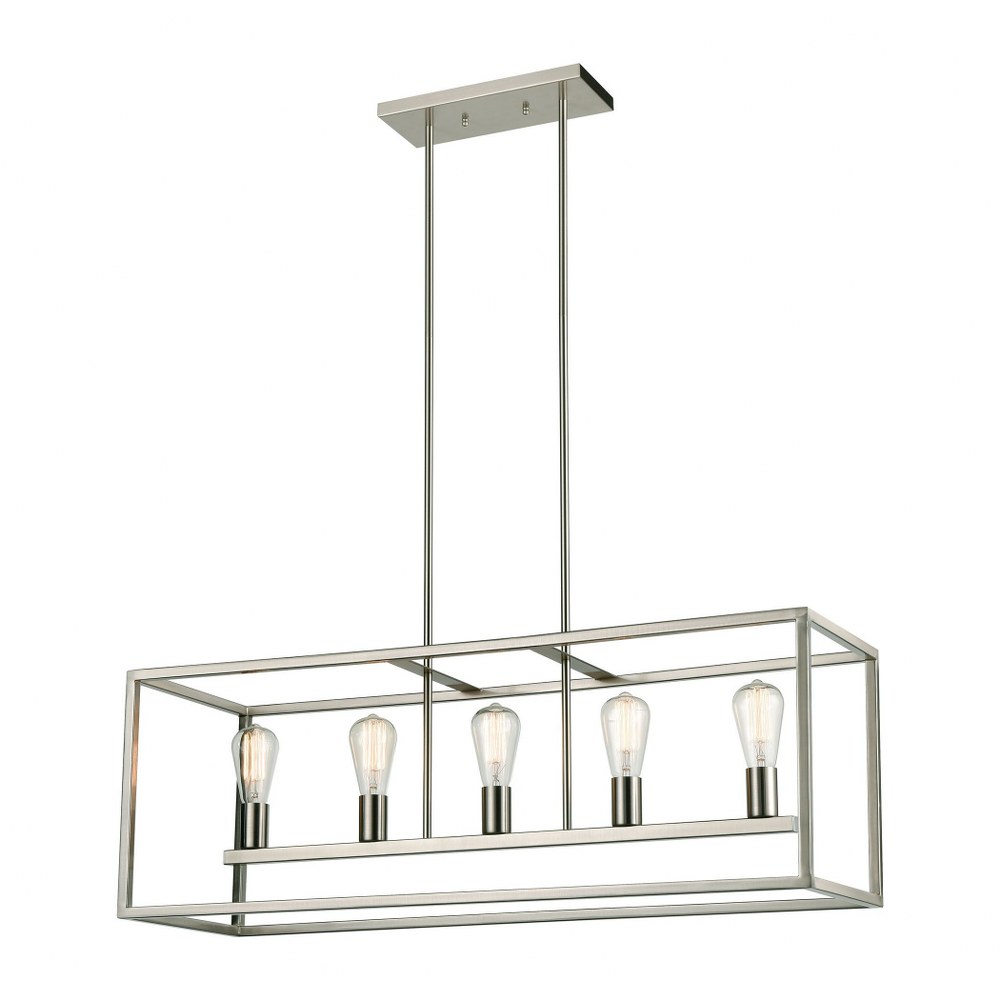 Thomas Lighting-CN150522-Williamsport - 5 Light Linear Island Brushed Nickel  Oil Rubbed Bronze Finish