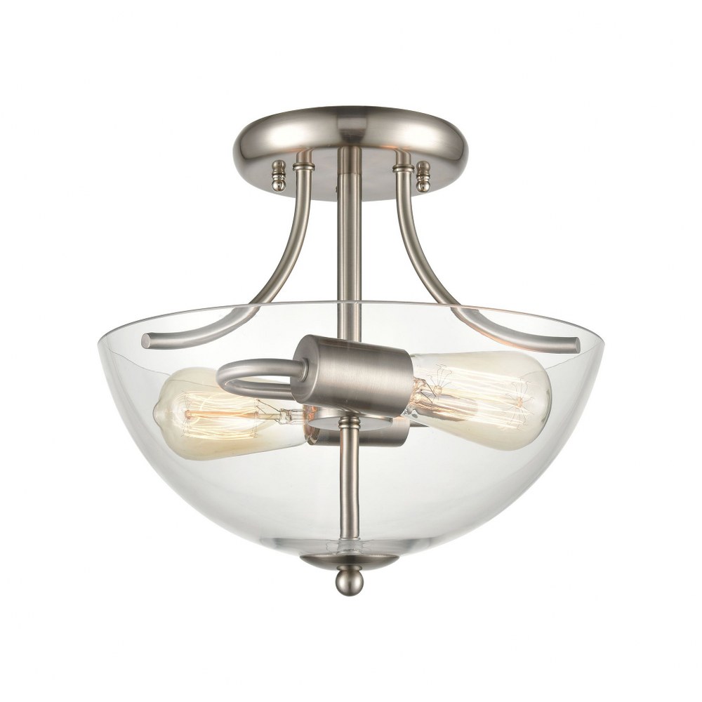 Thomas Lighting-CN280282-Astoria - 2 Light Convertible Semi-Flush Mount Brushed Nickel  Brushed Nickel Finish