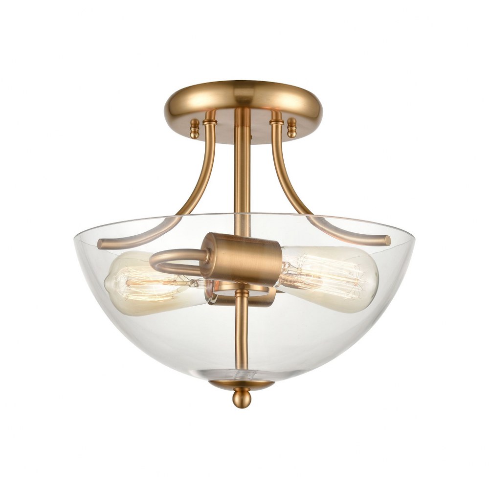 Thomas Lighting-CN280285-Astoria - 2 Light Convertible Semi-Flush Mount Satin Gold  Brushed Nickel Finish