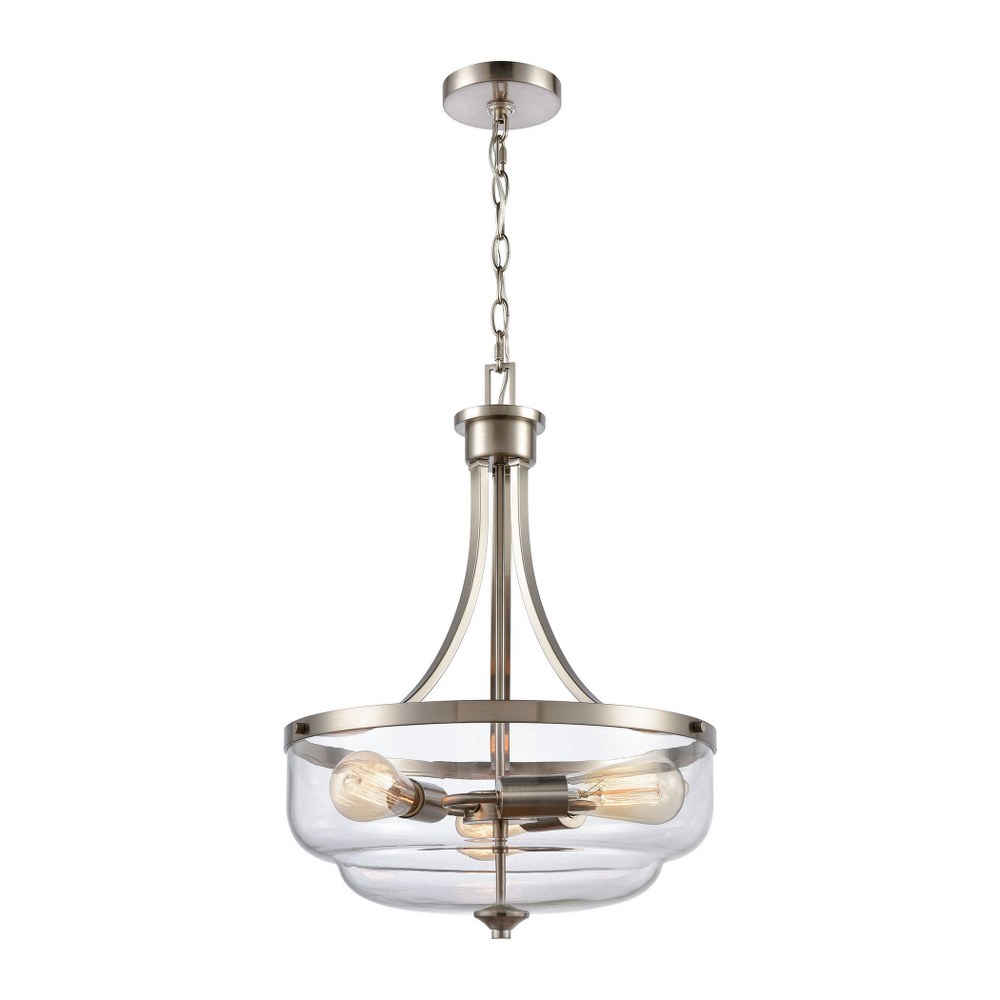 Thomas Lighting-CN320342-3 Light Large Pendant Brushed Nickel  Oil Rubbed Bronze Finish