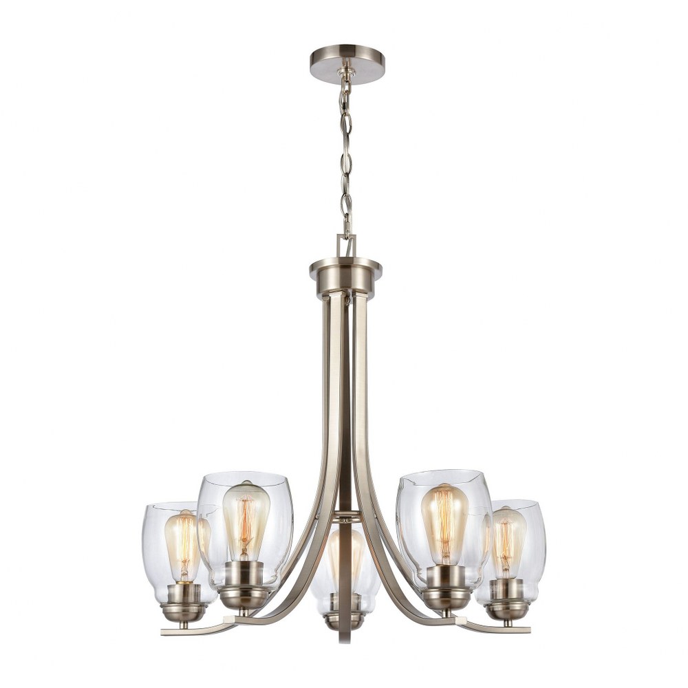 Thomas Lighting-CN320522-5 Light Chandelier Brushed Nickel  Oil Rubbed Bronze Finish