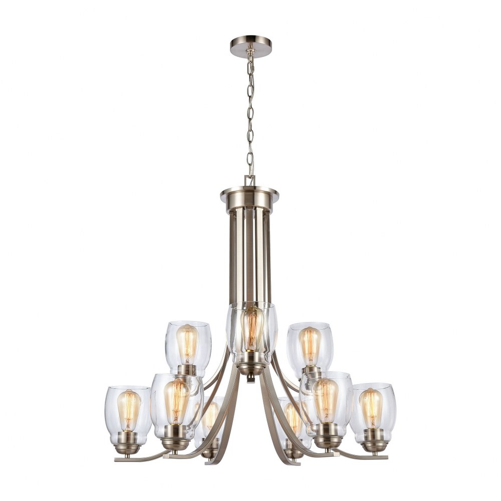 Thomas Lighting-CN320922-9 Light Chandelier Brushed Nickel  Oil Rubbed Bronze Finish