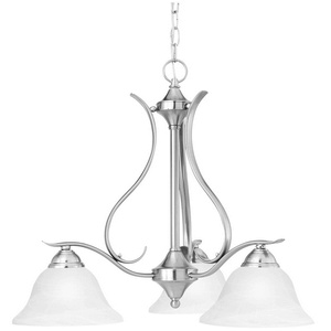 Thomas Lighting-SL863378-Prestige - Three Light Chandelier   Brushed Nickel Finish with Alabaster Glass