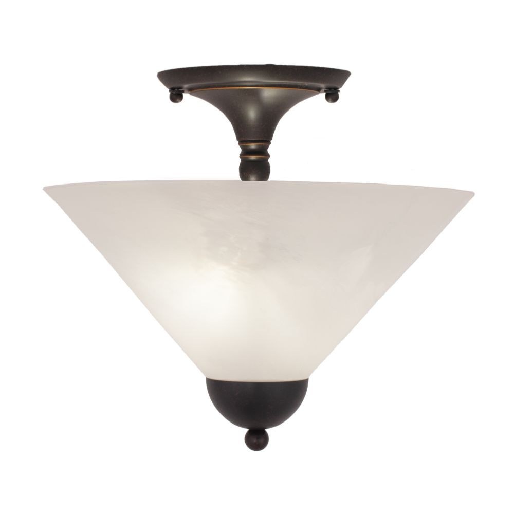 Toltec Lighting-120-DG-2121-2 Light Semi-Flush Mount-10.75 Inches Tall and 12 Inches Wide Dark Granite White Marble