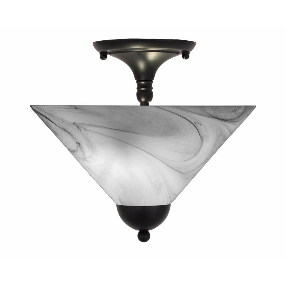 Toltec Lighting-120-MB-2129-2 Light Semi-Flush Mount-10.75 Inches Tall and 12 Inches Wide Matte Black Onyx Swirl