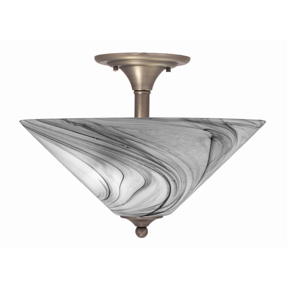 Toltec Lighting-121-BN-2169-2 Light Semi-Flush Mount-11.75 Inches Tall and 16 Inches Wide Brushed Nickel Onyx Swirl