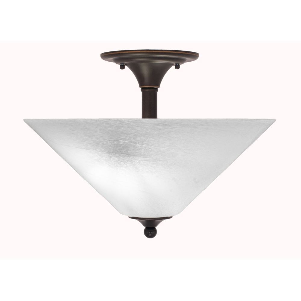 Toltec Lighting-121-DG-2161-2 Light Semi-Flush Mount-11.75 Inches Tall and 16 Inches Wide Dark Granite White Marble