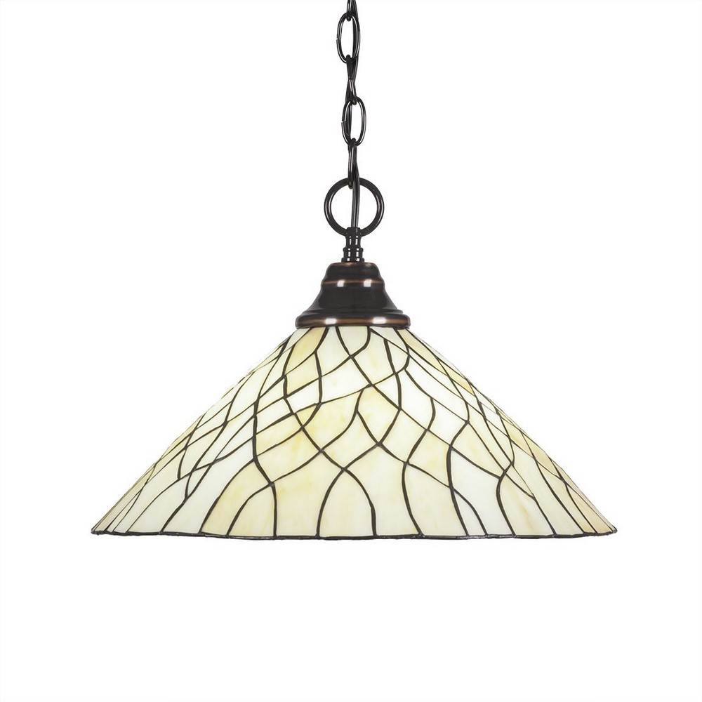 Toltec Lighting-10-BC-911-Any - 1 Light Chain Hung Pendant-11.5 Inches Tall and 16 Inches Wide Black Copper Sandhill Art Matte Black Finish with Amber Dragonfly Tiffany Glass