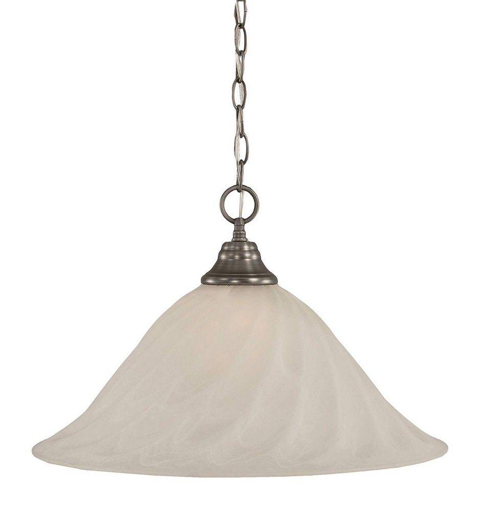 Toltec Lighting-10-BN-5781-Any-One Light Chain Hung Pendant-12 Inches Wide by 9.5 Inches High   Brushed Nickel Finish with White Alabaster Swirl Glass