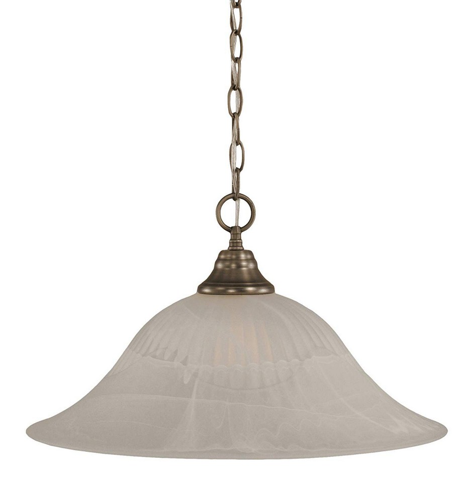 Toltec Lighting-10-BN-5881-Any-One Light Chain Hung Pendant-12 Inches Wide by 9.5 Inches High   Brushed Nickel Finish with White Alabaster Glass