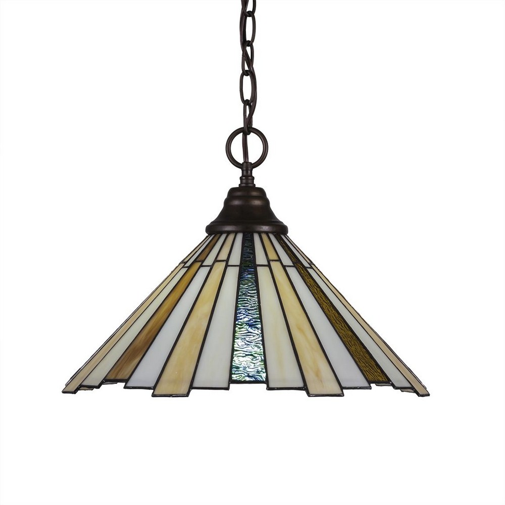 Toltec Lighting-10-BRZ-933-Any - 1 Light Chain Hung Pendant-11.5 Inches Tall and 16 Inches Wide Bronze Sequoia Art Matte Black Finish with Amber Dragonfly Tiffany Glass