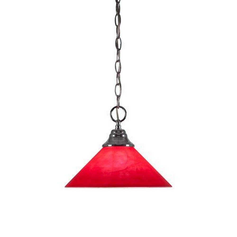 Toltec Lighting-10-CH-7162-Any-One Light Chain Hung Pendant-12 Inches Wide by 9.5 Inches High   Chrome Finish with Red Italian Glass