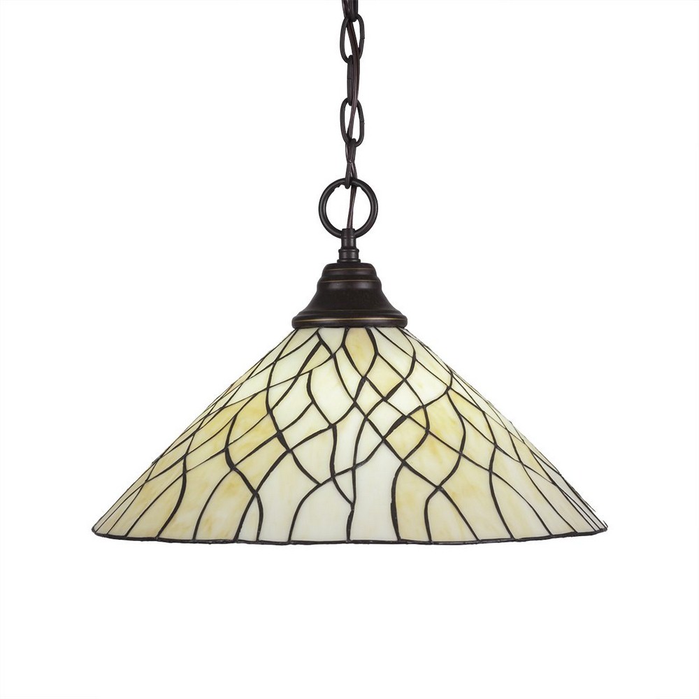 Toltec Lighting-10-DG-911-Any - 1 Light Chain Hung Pendant-11.5 Inches Tall and 16 Inches Wide Dark Granite Sandhill Art Matte Black Finish with Amber Dragonfly Tiffany Glass