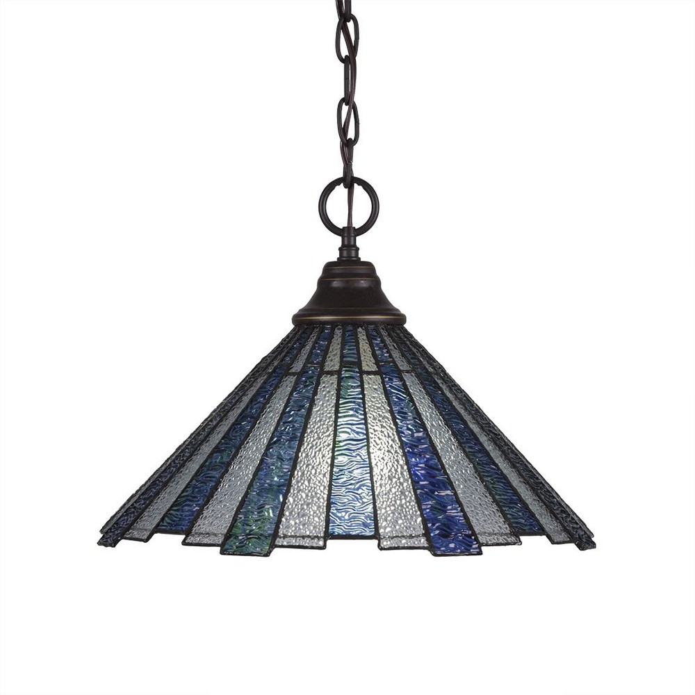 Toltec Lighting-10-DG-932-Any - 1 Light Chain Hung Pendant-11.5 Inches Tall and 16 Inches Wide Dark Granite Sea Ice Art Matte Black Finish with Amber Dragonfly Tiffany Glass