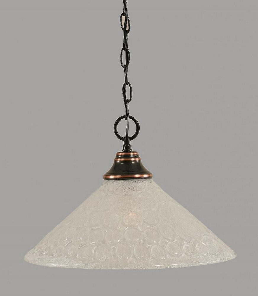 Toltec Lighting-10-BC-411-Any - 1 Light Chain Hung Pendant-10.5 Inches Tall and 16 Inches Wide Black Copper Italian Bubble Brushed Nickel Finish with Italian Ice Glass