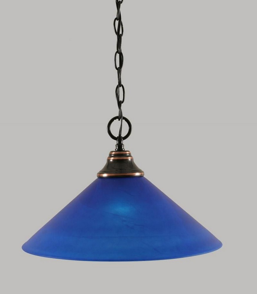 Toltec Lighting-10-BC-415-Any - 1 Light Chain Hung Pendant-10 Inches Tall and 16 Inches Wide Black Copper Blue Italian Brushed Nickel Finish with Blue Italian Glass