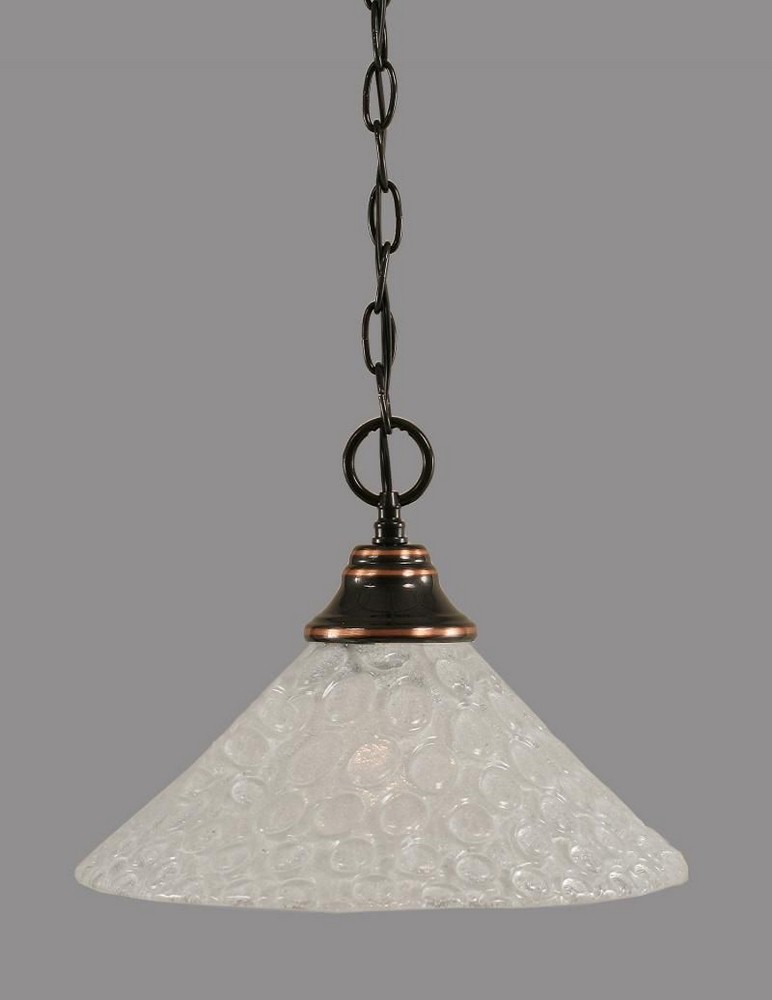 Toltec Lighting-10-BC-441-Hung-One Light Chain Pendant-14 Inches Wide by 9.75 Inches High   Black Copper Finish with Italian Bubble Glass