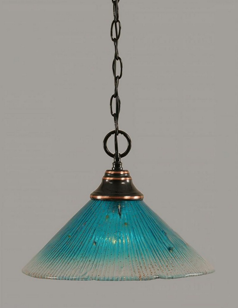 Toltec Lighting-10-BC-448-Any - 1 Light Chain Hung Pendant-9.75 Inches Tall and 12 Inches Wide Black Copper Teal Crystal Any - 1 Light Chain Hung Pendant-9.75 Inches Tall and 12 Inches Wide