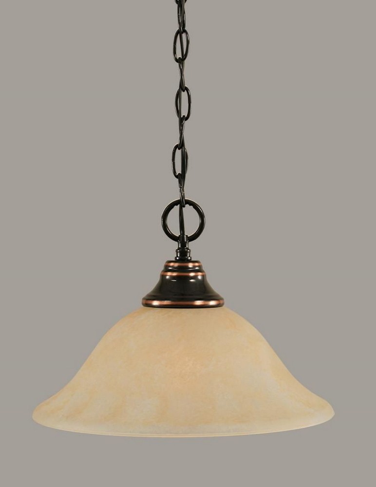 Toltec Lighting-10-BC-523-Any - 1 Light Chain Hung Pendant-9.5 Inches Tall and 12 Inches Wide Black Copper Amber Marble Any - 1 Light Chain Hung Pendant-9.5 Inches Tall and 12 Inches Wide