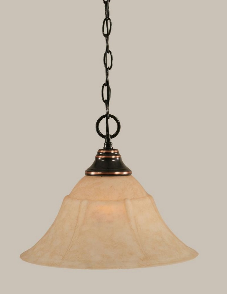 Toltec Lighting-10-BC-53318-Any - 1 Light Chain Hung Pendant-11 Inches Tall and 14 Inches Wide Black Copper Italian Marble Bronze Finish with Mardi Gras Glass