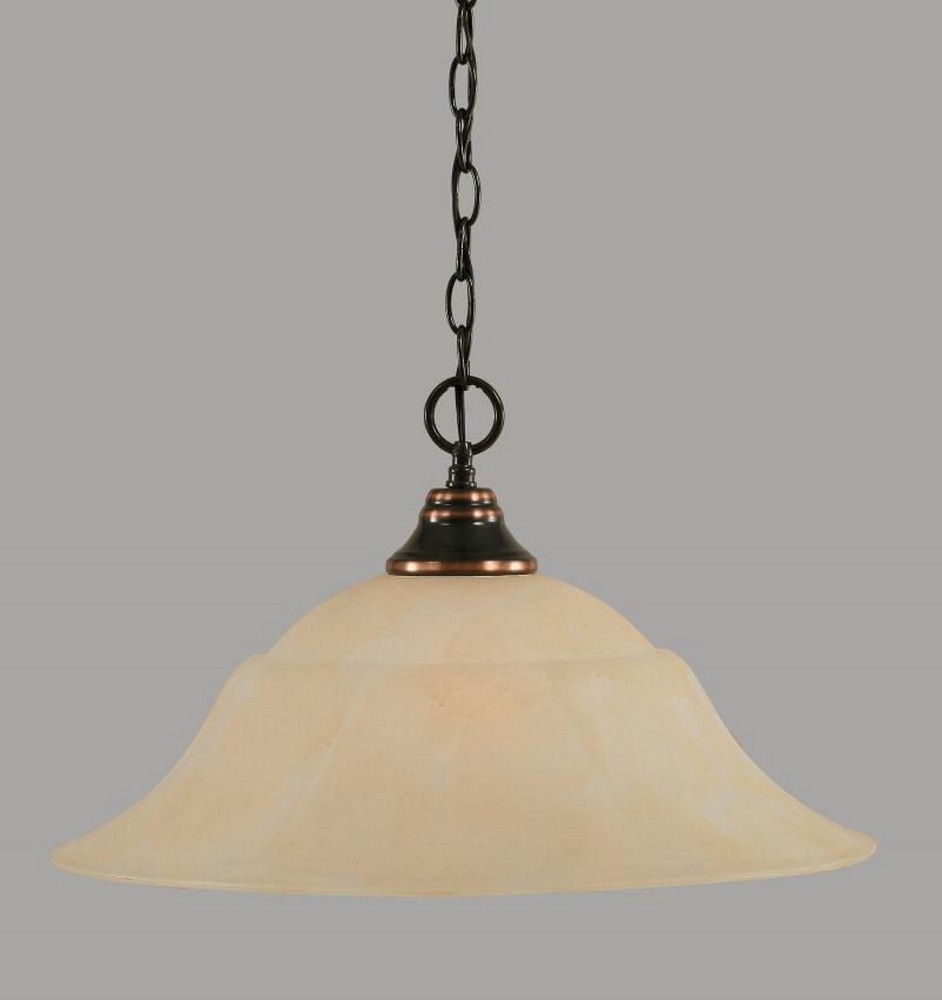 Toltec Lighting-10-BC-53813-Any - 1 Light Chain Hung Pendant-11.5 Inches Tall and 20 Inches Wide Black Copper Amber Marble Any - 1 Light Chain Hung Pendant-11.5 Inches Tall and 20 Inches Wide