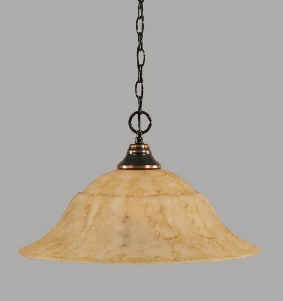 Toltec Lighting-10-BC-53818-Any - 1 Light Chain Hung Pendant-11.5 Inches Tall and 20 Inches Wide Black Copper Italian Marble Any - 1 Light Chain Hung Pendant-11.5 Inches Tall and 20 Inches Wide