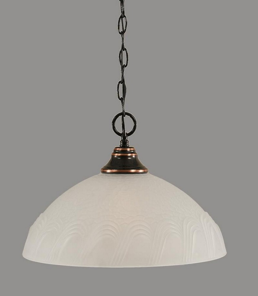 Toltec Lighting-10-BC-5651-Hung-One Light Chain Pendant-15 Inches Wide by 11.5 Inches High   Black Copper Finish with Frosted Turtle Glass