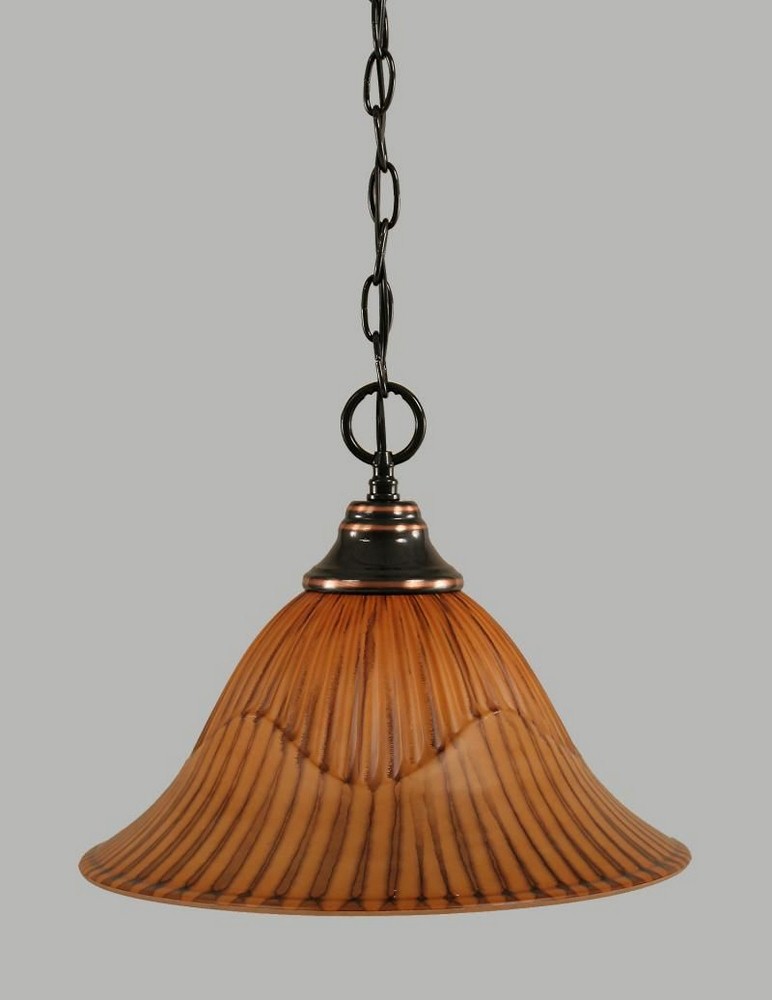 Toltec Lighting-10-BC-58319-Any - 1 Light Chain Hung Pendant-11 Inches Tall and 14 Inches Wide Black Copper Tiger Bronze Finish with Mardi Gras Glass