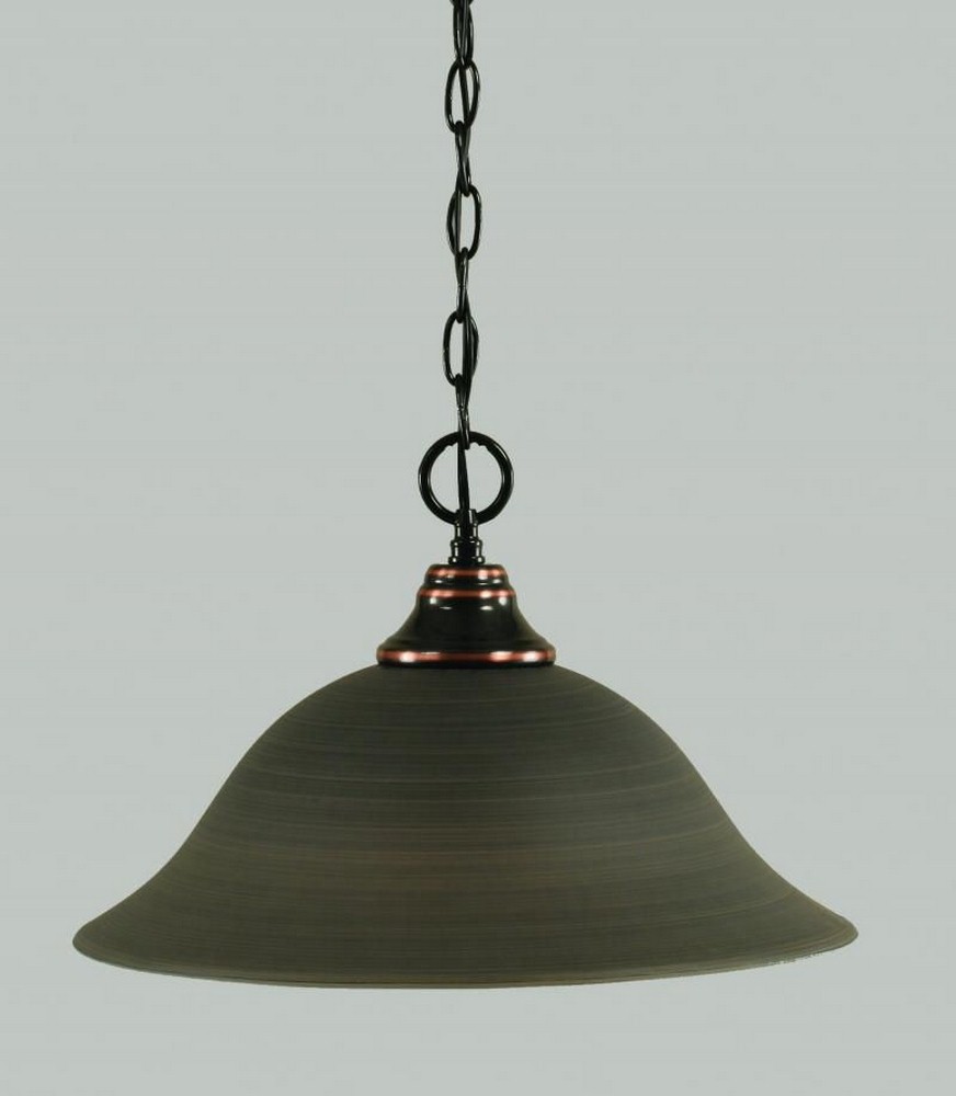 Toltec Lighting-10-BC-602-Any - 1 Light Chain Hung Pendant-10.5 Inches Tall and 16 Inches Wide Black Copper Gray Linen Brushed Nickel Finish with Italian Ice Glass