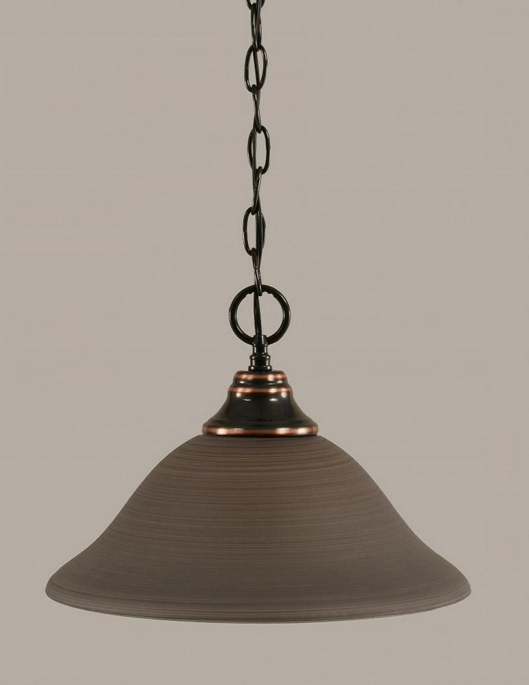Toltec Lighting-10-BC-604-Any - 1 Light Chain Hung Pendant-9.75 Inches Tall and 12 Inches Wide Black Copper Gray Linen Any - 1 Light Chain Hung Pendant-9.75 Inches Tall and 12 Inches Wide