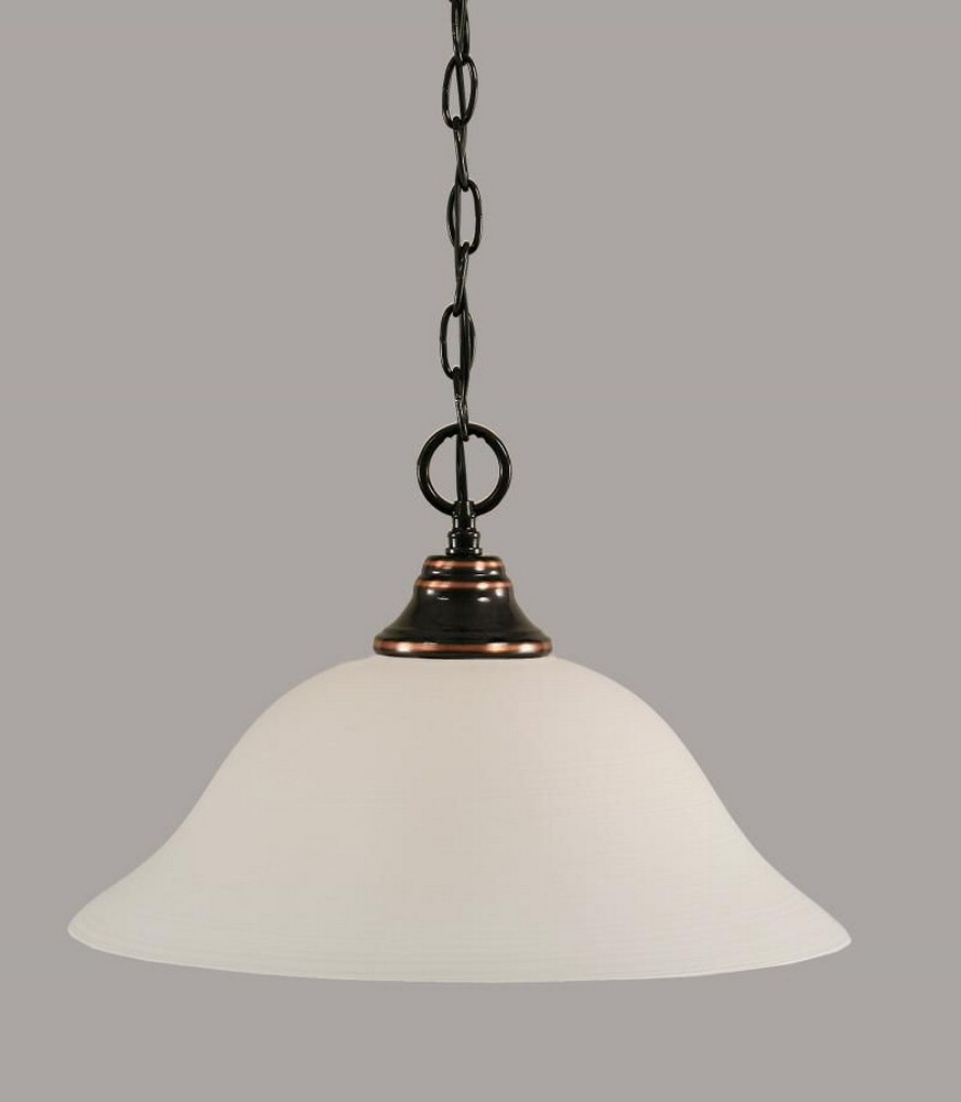 Toltec Lighting-10-BC-612-Any - 1 Light Chain Hung Pendant-10.5 Inches Tall and 16 Inches Wide Black Copper White Linen Brushed Nickel Finish with Italian Ice Glass