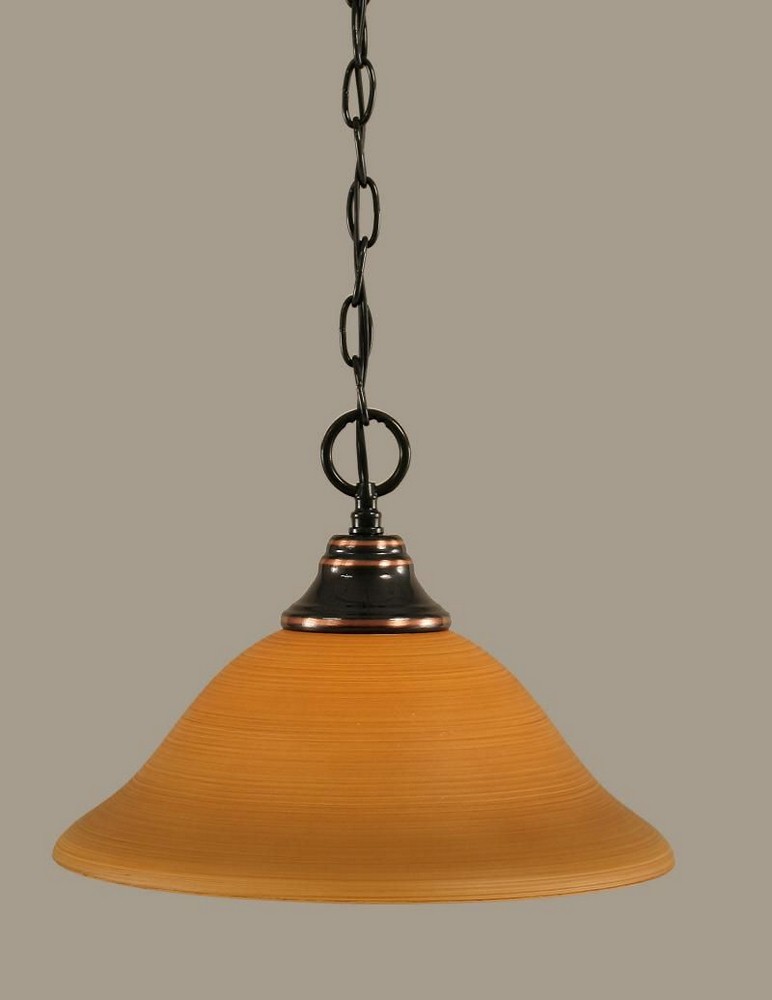 Toltec Lighting-10-BC-624-Any - 1 Light Chain Hung Pendant-9.75 Inches Tall and 12 Inches Wide Black Copper Cayenne Linen Any - 1 Light Chain Hung Pendant-9.75 Inches Tall and 12 Inches Wide