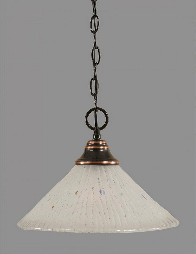 Toltec Lighting-10-BC-701-Hung-One Light Chain Pendant-14 Inches Wide by 9.75 Inches High   Black Copper Finish with Frosted Crystal Glass