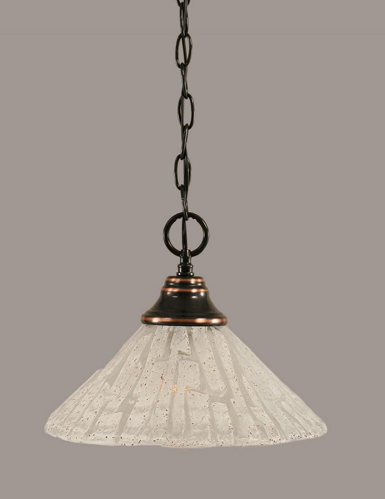 Toltec Lighting-10-BC-709-Any - 1 Light Chain Hung Pendant-9.25 Inches Tall and 12 Inches Wide Black Copper Italian Ice Bronze Finish with Charcoal Spiral Glass