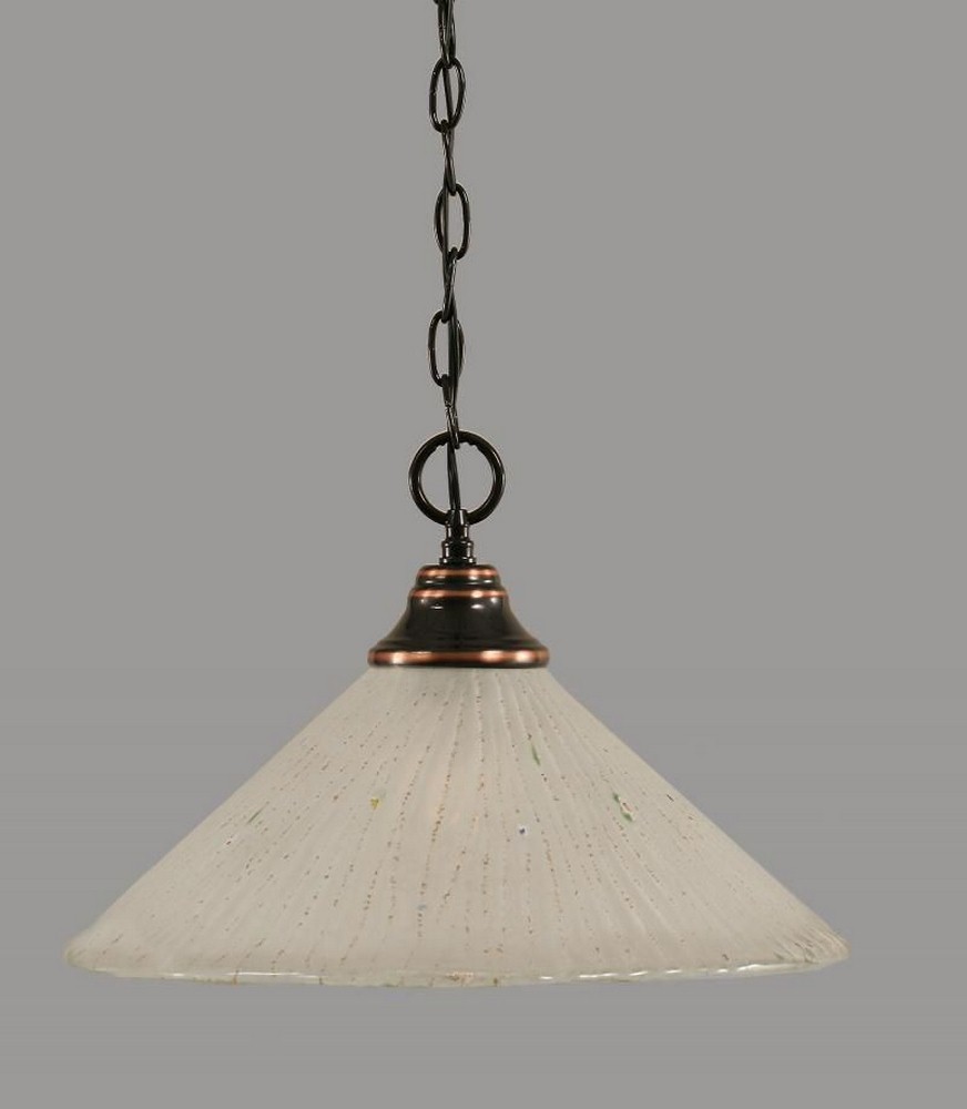 Toltec Lighting-10-BC-711-Any - 1 Light Chain Hung Pendant-10.5 Inches Tall and 16 Inches Wide Black Copper Frosted Crystal Brushed Nickel Finish with Italian Ice Glass