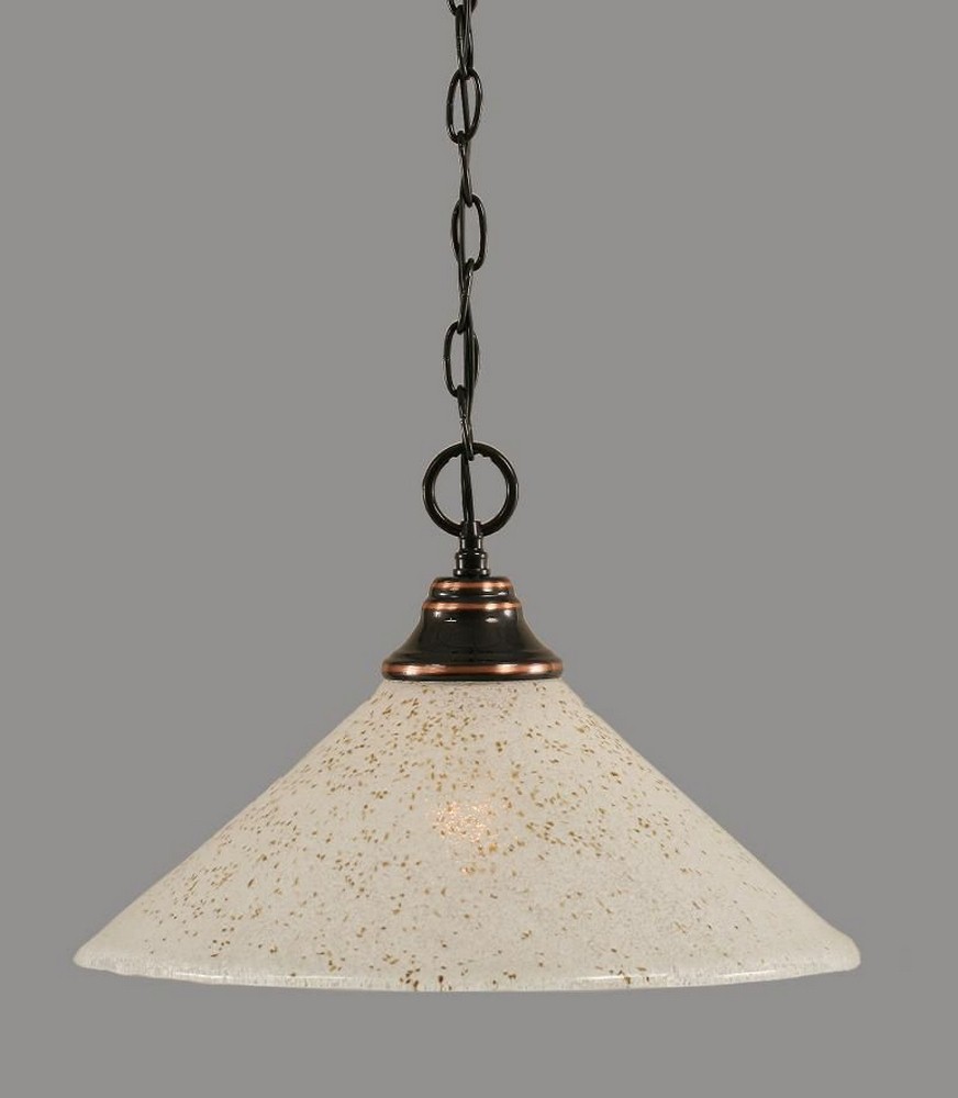 Toltec Lighting-10-BC-714-Any - 1 Light Chain Hung Pendant-10.5 Inches Tall and 16 Inches Wide Black Copper Gold Ice Brushed Nickel Finish with Italian Ice Glass