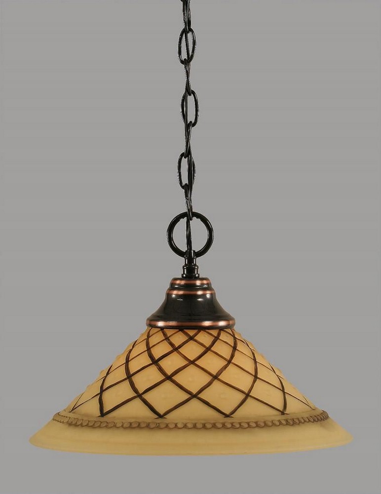 Toltec Lighting-10-BC-7182-Any - 1 Light Chain Hung Pendant-9.5 Inches Tall and 12 Inches Wide Black Copper Chocolate Icing Any - 1 Light Chain Hung Pendant-9.5 Inches Tall and 12 Inches Wide