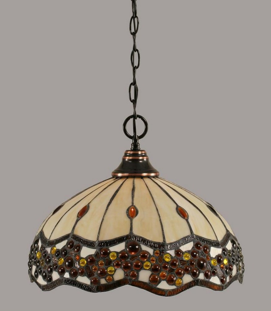 Toltec Lighting-10-BC-997-Any - 1 Light Chain Hung Pendant-12.75 Inches Tall and 16 Inches Wide Black Copper Roman Jewel Art Any - 1 Light Chain Hung Pendant-12.75 Inches Tall and 16 Inches Wide