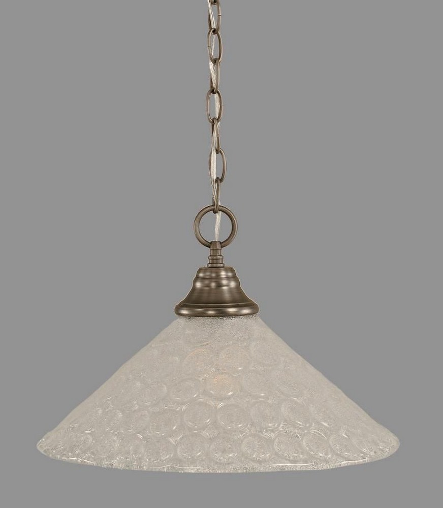 Toltec Lighting-10-BN-411-Hung-One Light Chain Pendant-15 Inches Wide by 11.5 Inches High   Brushed Nickel Finish with Italian Bubble Glass