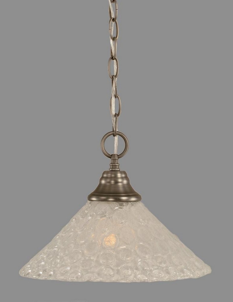Toltec Lighting-10-BN-441-Hung-One Light Chain Pendant-14 Inches Wide by 9.75 Inches High   Brushed Nickel Finish with Italian Bubble Glass