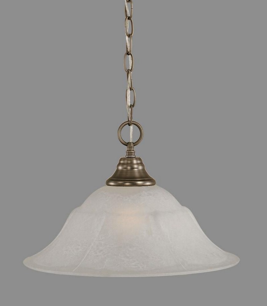Toltec Lighting-10-BN-53615-Hung-One Light Chain Pendant-15 Inches Wide by 11.5 Inches High   Brushed Nickel Finish with White Marble Glass
