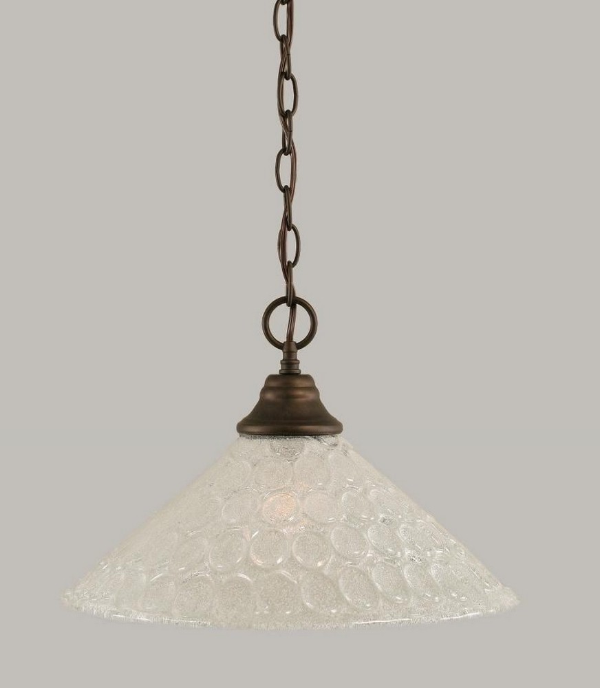 Toltec Lighting-10-BRZ-411-Any - 1 Light Chain Hung Pendant-10.5 Inches Tall and 16 Inches Wide Bronze Italian Bubble Brushed Nickel Finish with Italian Ice Glass