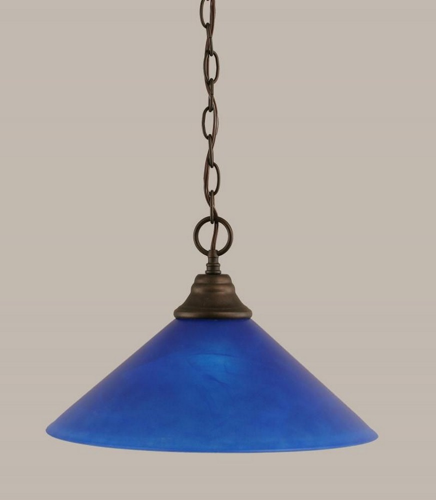Toltec Lighting-10-BRZ-415-Any - 1 Light Chain Hung Pendant-10 Inches Tall and 16 Inches Wide Bronze Blue Italian Brushed Nickel Finish with Blue Italian Glass