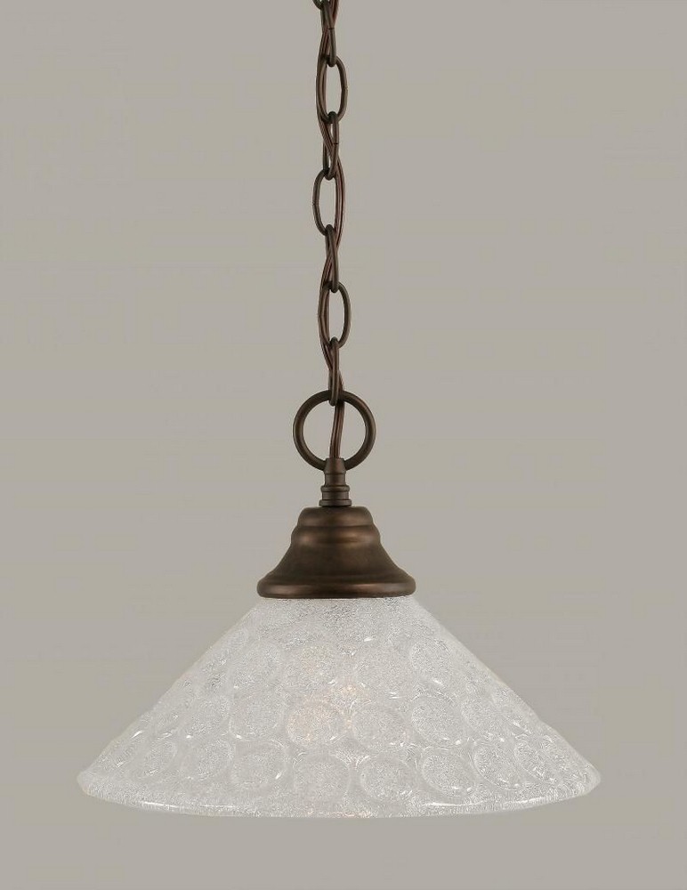 Toltec Lighting-10-BRZ-441-Any - 1 Light Chain Hung Pendant-9.25 Inches Tall and 12 Inches Wide Bronze Italian Bubble Bronze Finish with Charcoal Spiral Glass