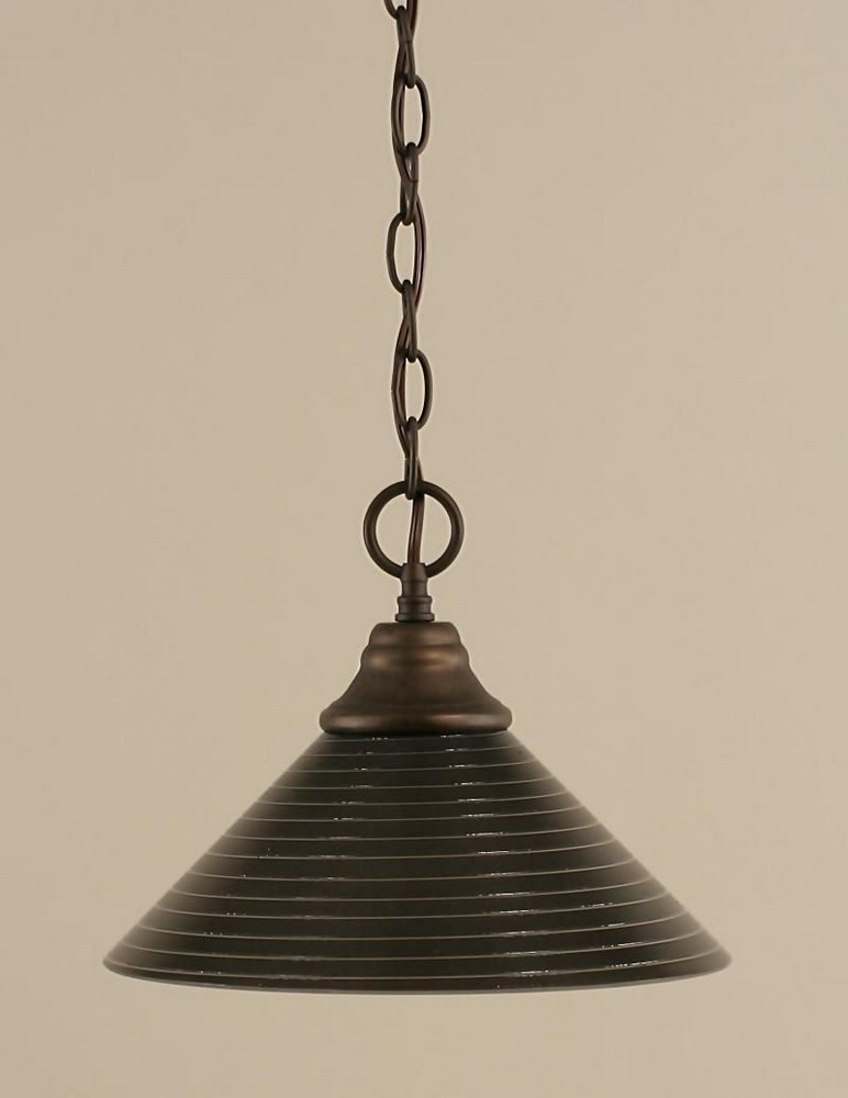 Toltec Lighting-10-BRZ-442-Any - 1 Light Chain Hung Pendant-9.25 Inches Tall and 12 Inches Wide Bronze Charcoal Spiral Bronze Finish with Charcoal Spiral Glass