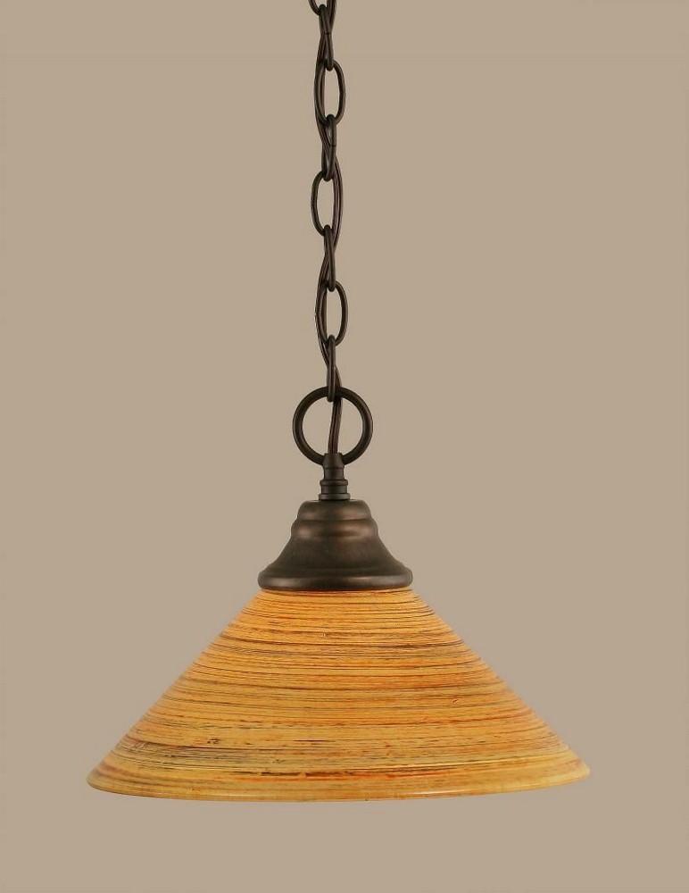 Toltec Lighting-10-BRZ-444-Any - 1 Light Chain Hung Pendant-9.25 Inches Tall and 12 Inches Wide Bronze Firre Saturn Bronze Finish with Charcoal Spiral Glass