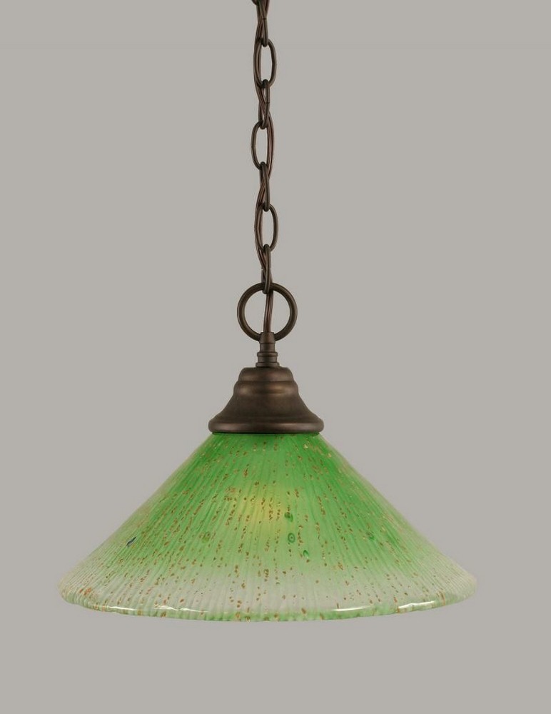 Toltec Lighting-10-BRZ-447-Any - 1 Light Chain Hung Pendant-9.75 Inches Tall and 12 Inches Wide Bronze Kiwi Green Crystal Any - 1 Light Chain Hung Pendant-9.75 Inches Tall and 12 Inches Wide